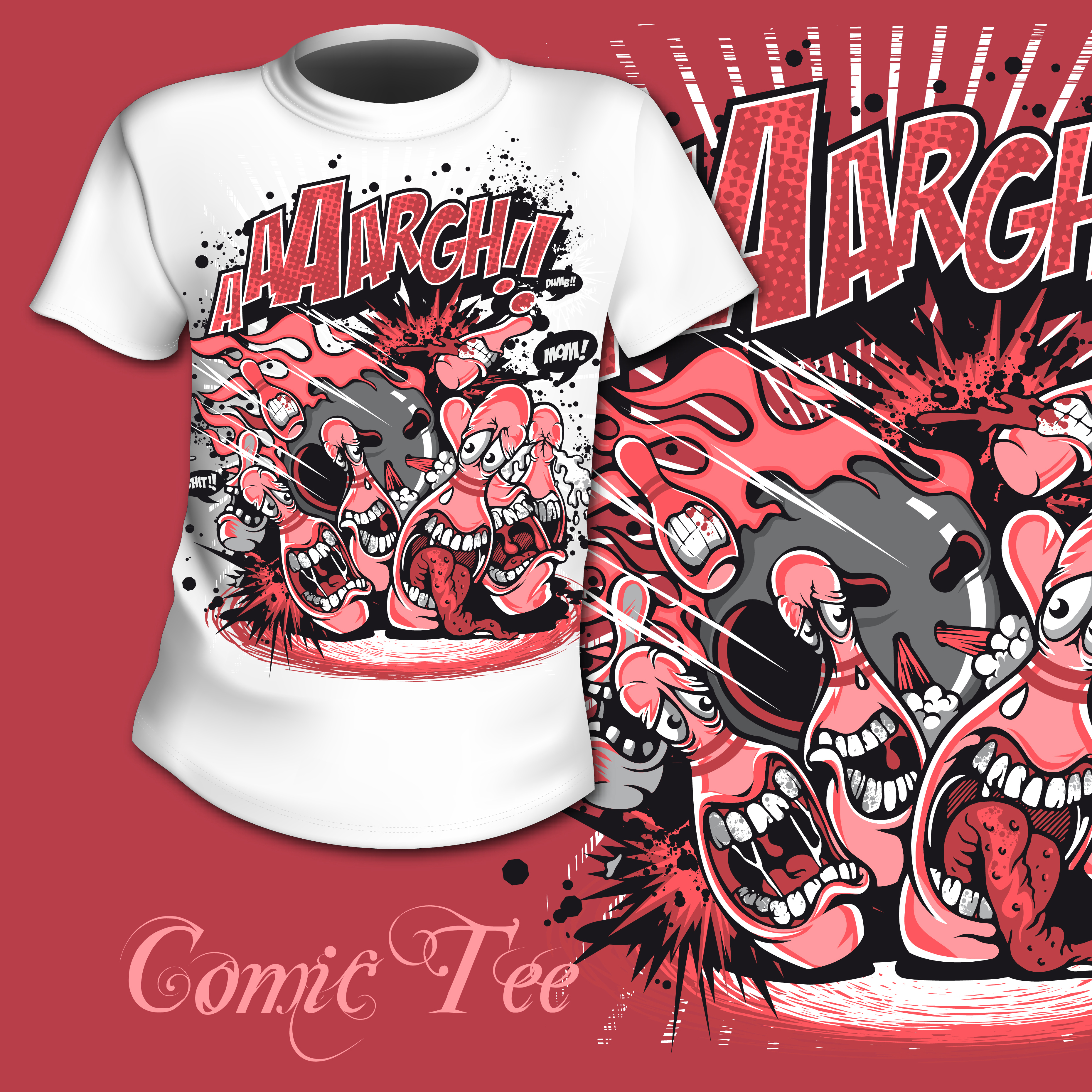 Comic Tee T-Shirt Mockup EPS Vector Resource